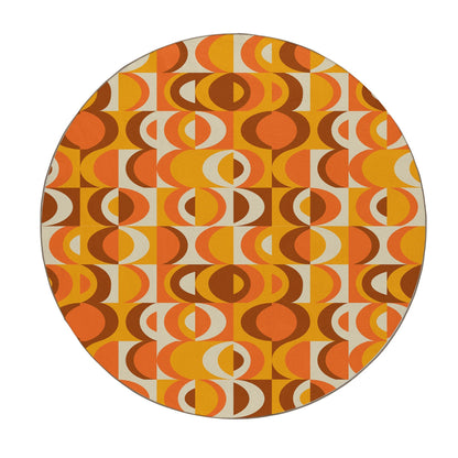 Kate McEnroe New York Mid Century Modern Retro 70s Geometric Orange, Brown Mustard Yellow Area RugRugs