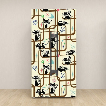 Kate McEnroe New York Mid Century Modern Retro 70s Kitschy Atomic Cat Refrigerator WrapRefrigerator Wraps6okz8nhAA1