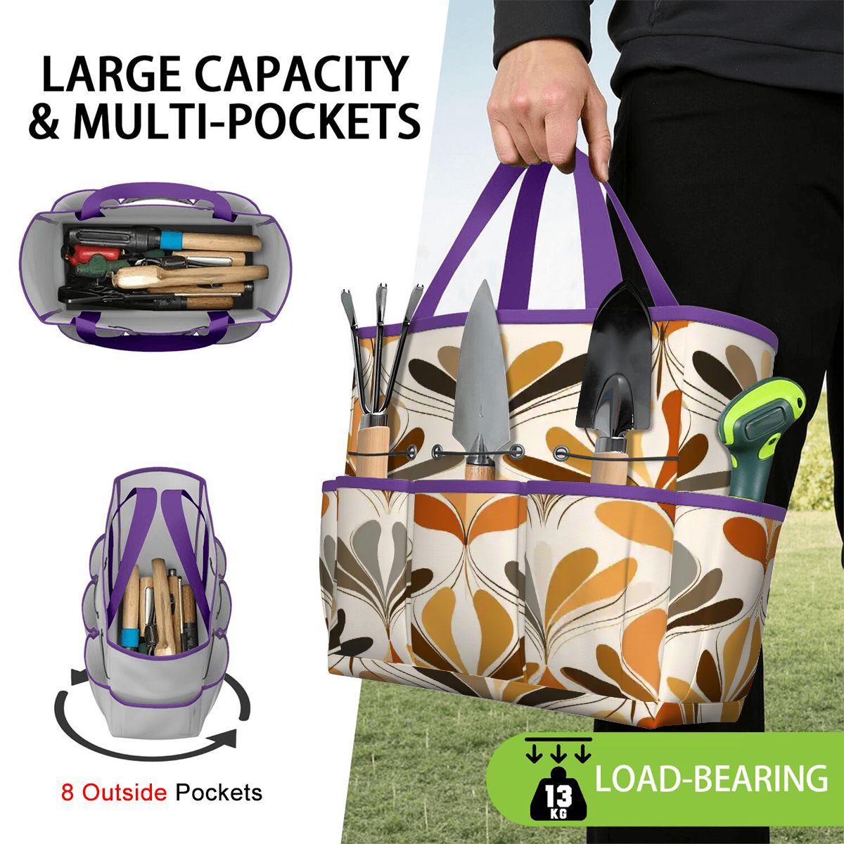 Kate McEnroe New York Mid Century Modern Retro 70s Mod Floral Garden Tool BagGarden Tool BaglsK2OT7mGm