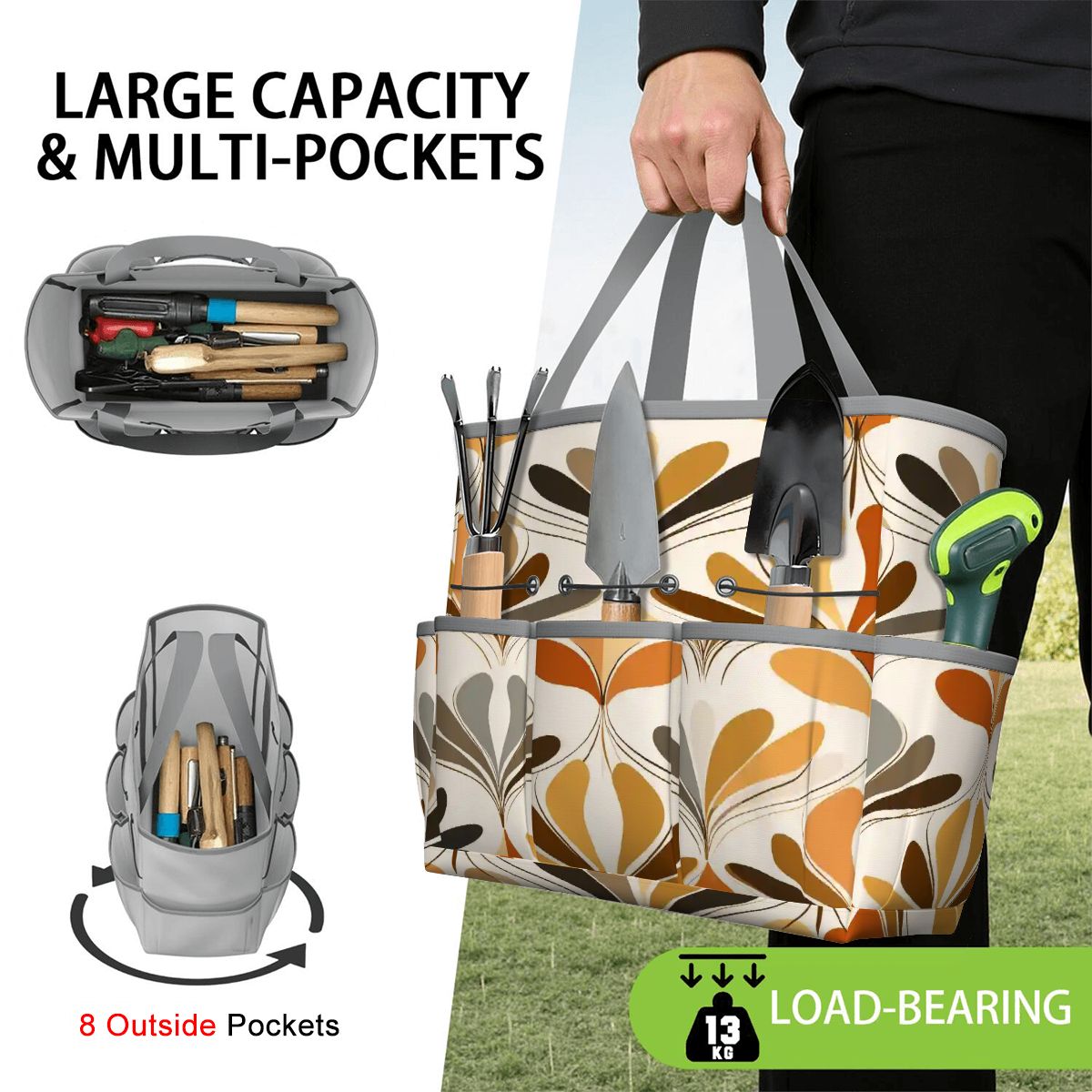 Kate McEnroe New York Mid Century Modern Retro 70s Mod Floral Garden Tool BagGarden Tool BaglsK2OT7mGm