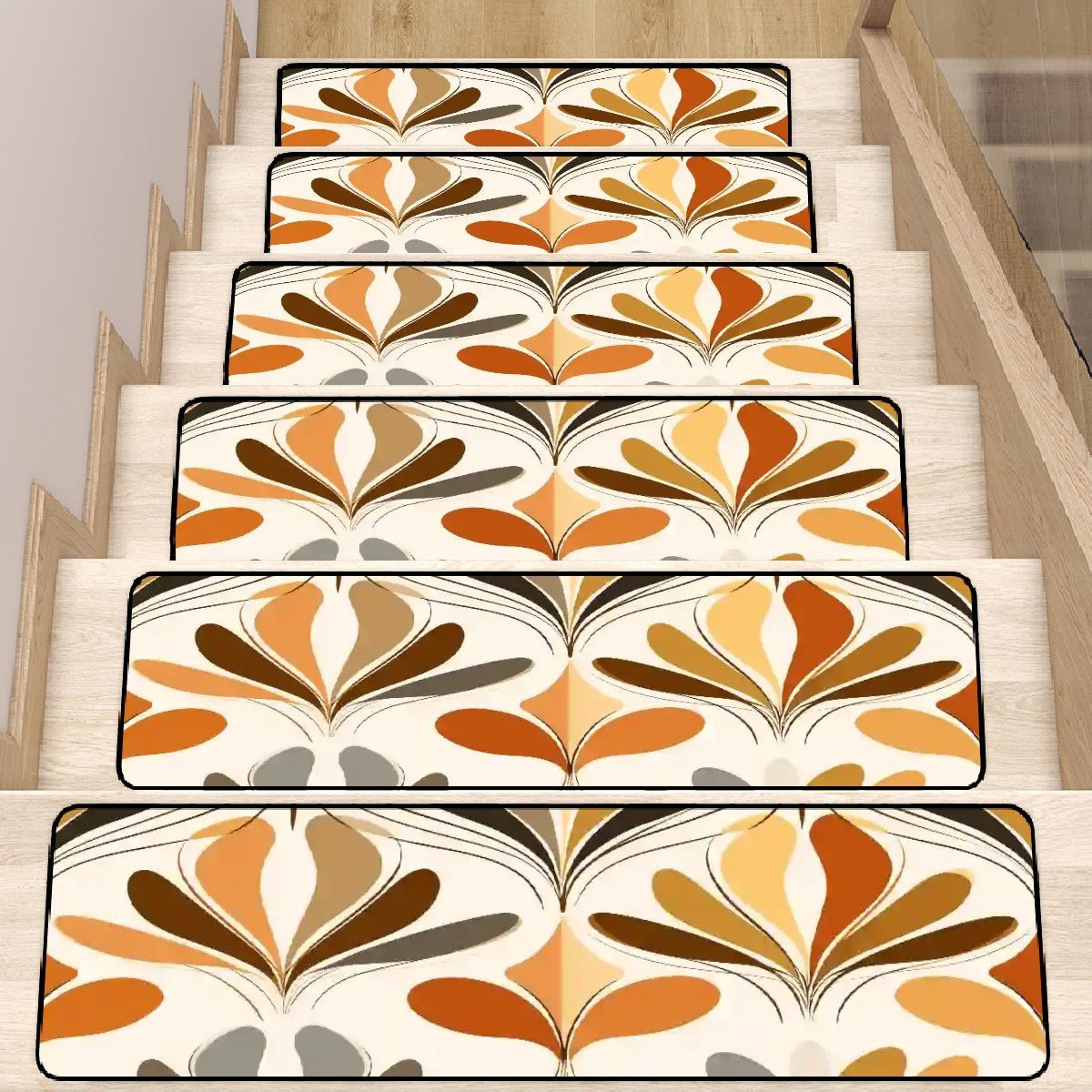 Kate McEnroe New York Mid Century Modern Retro 70s Mod Floral Non Slip Stair TreadsStair TreadsIByOkrLG1U