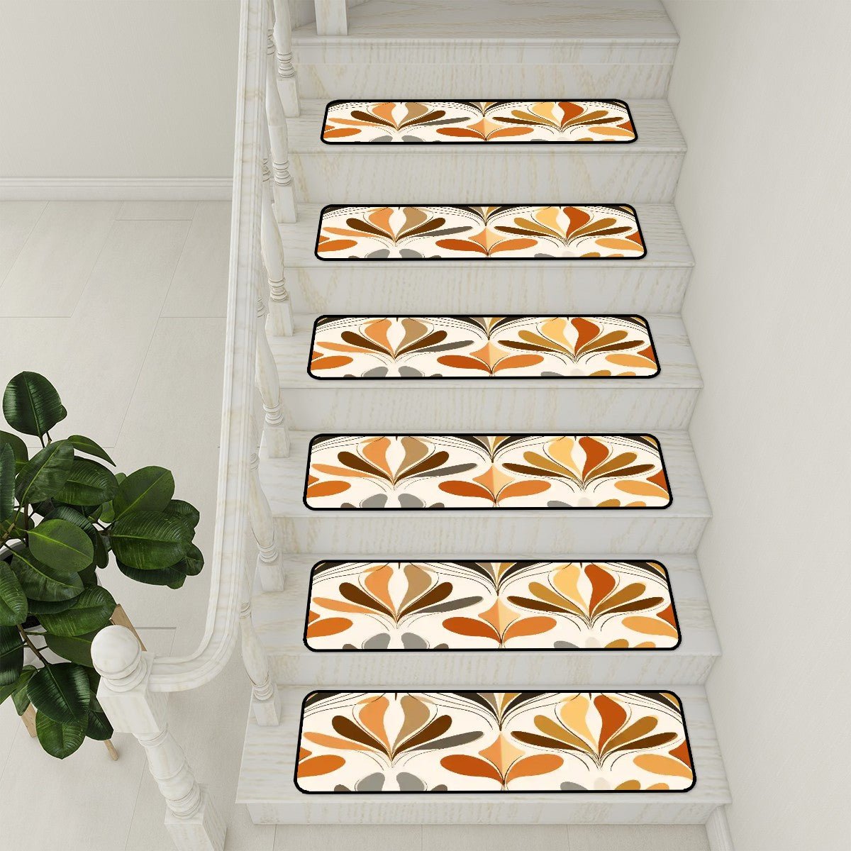 Kate McEnroe New York Mid Century Modern Retro 70s Mod Floral Non Slip Stair TreadsStair TreadsIByOkrLG1U