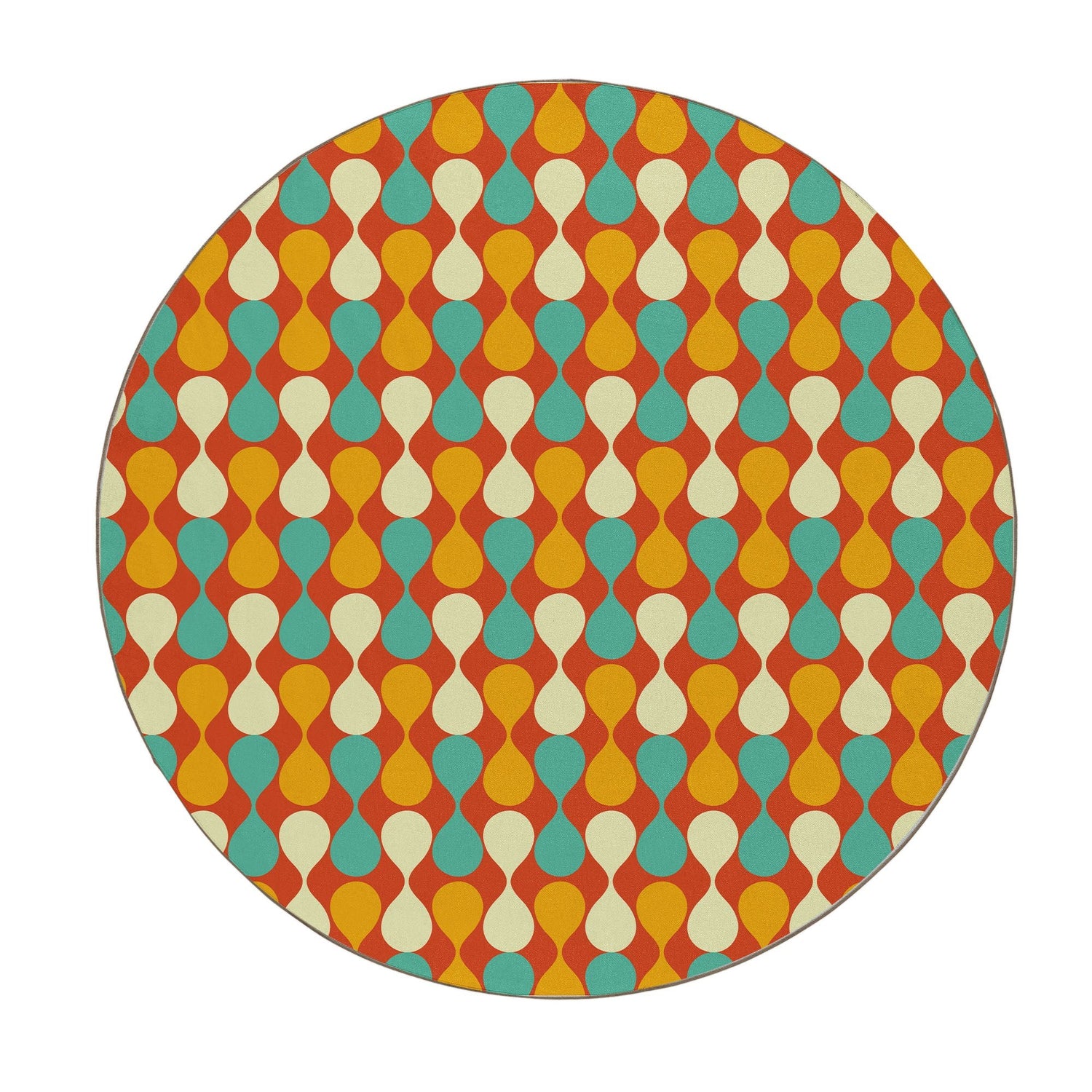 Kate McEnroe New York Mid Century Modern Retro 70s Mod Teardrop Orange Aqua Area RugRugs
