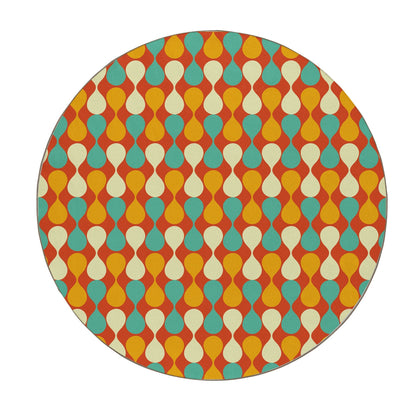 Kate McEnroe New York Mid Century Modern Retro 70s Mod Teardrop Orange Aqua Area RugRugs