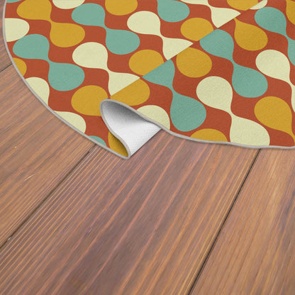 Kate McEnroe New York Mid Century Modern Retro 70s Mod Teardrop Orange Aqua Area RugRugs