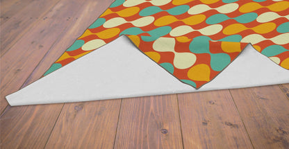 Kate McEnroe New York Mid Century Modern Retro 70s Mod Teardrop Orange Aqua Area RugRugs