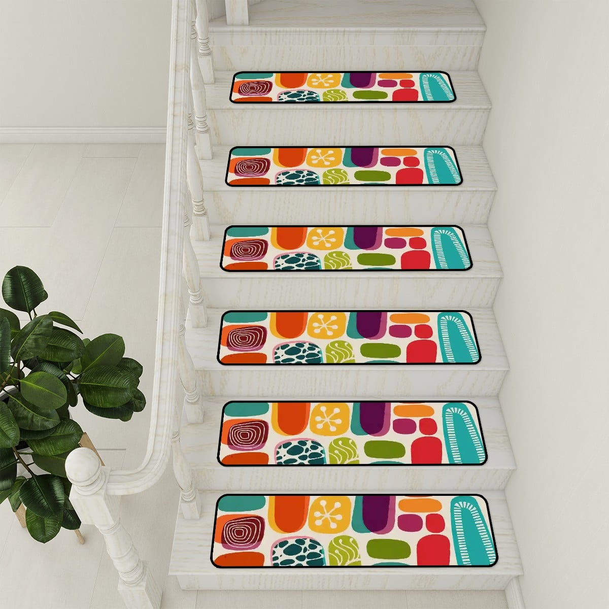 Kate McEnroe New York Mid Century Modern Retro Abstract Geometric Amoeba Non - Slip Stair TreadsStair TreadshLinb2zX6b