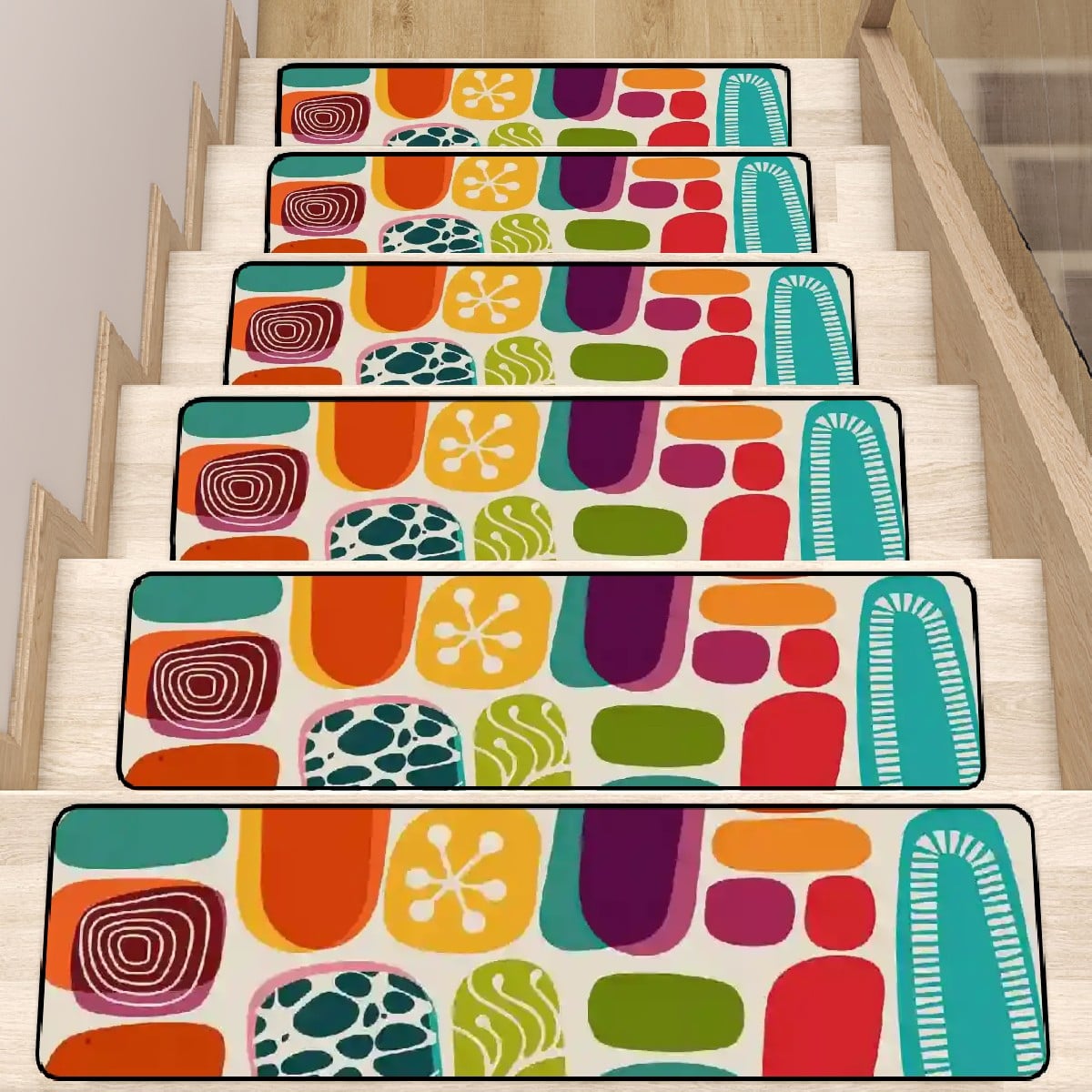 Kate McEnroe New York Mid Century Modern Retro Abstract Geometric Amoeba Non - Slip Stair TreadsStair TreadshLinb2zX6b
