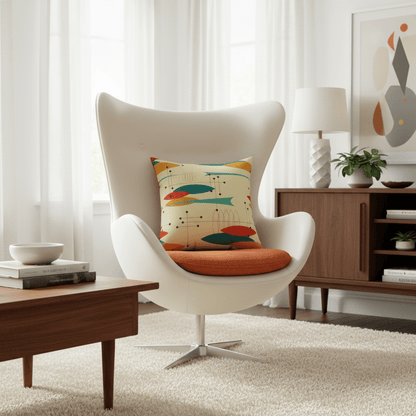 Kate McEnroe New York Mid Century Modern Retro Abstract Ovals 1950s Throw PillowThrow Pillows14274159420570321335