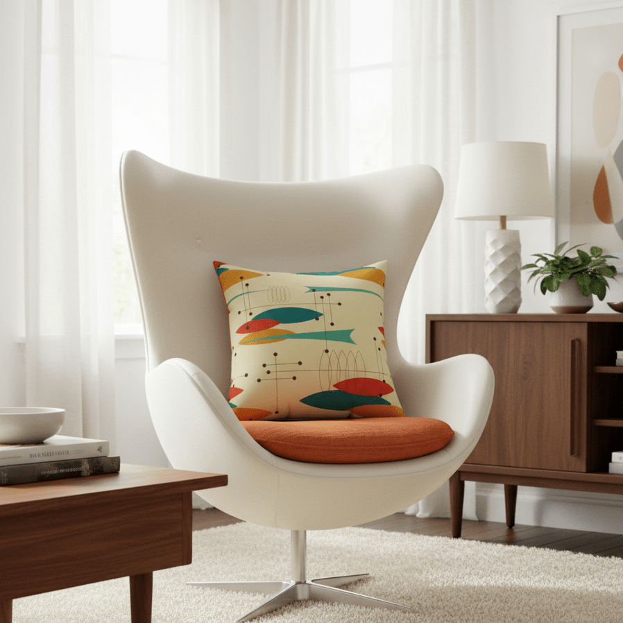 Kate McEnroe New York Mid Century Modern Retro Abstract Ovals 1950s Throw PillowThrow Pillows16486491927715107904