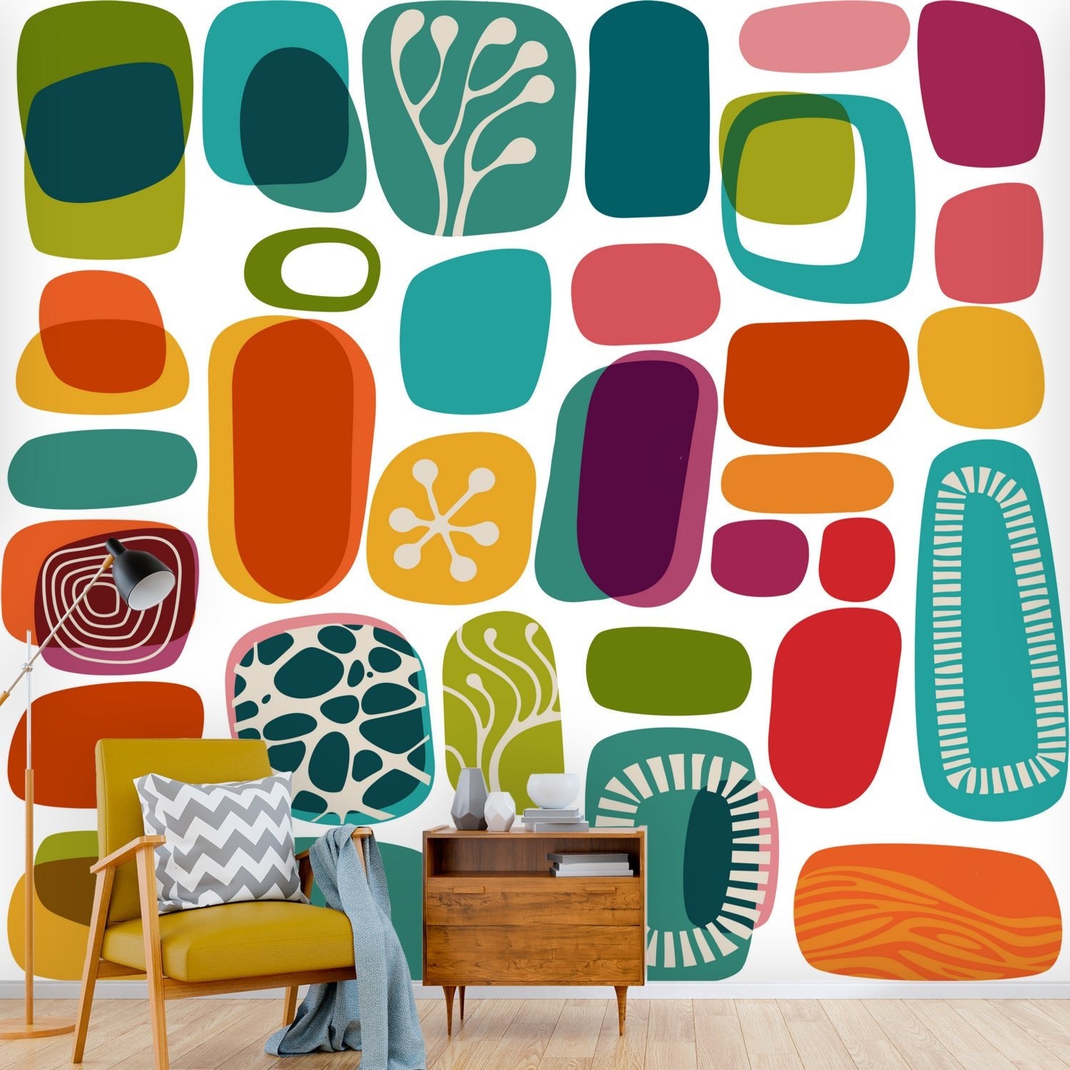 Kate McEnroe New York Mid Century Modern Retro Amoeba Wall Mural KM2942024Wall Mural121139