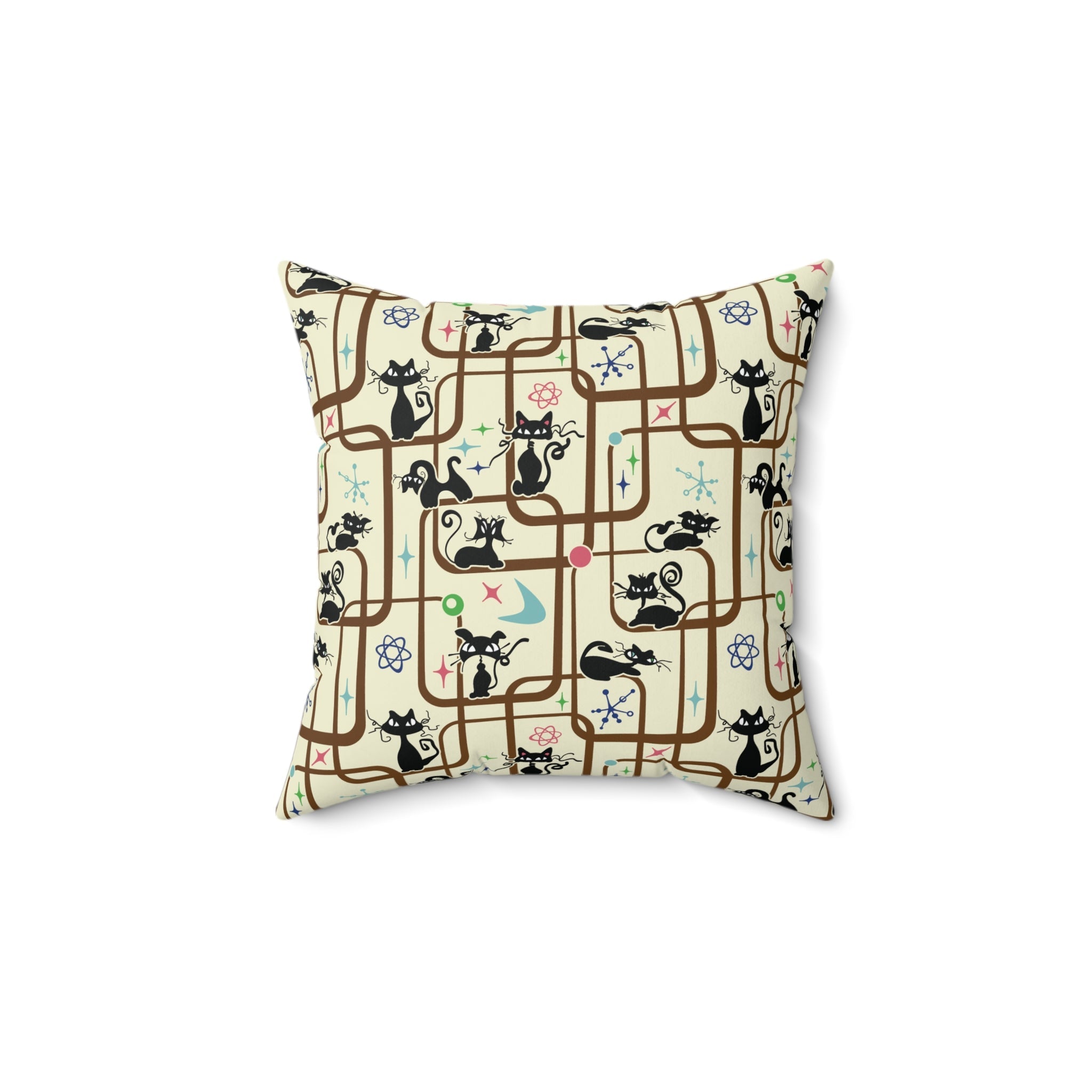 Kate McEnroe New York Mid Century Modern Retro Atomic Cat Kitschy Throw PillowThrow Pillows18911449606344342086