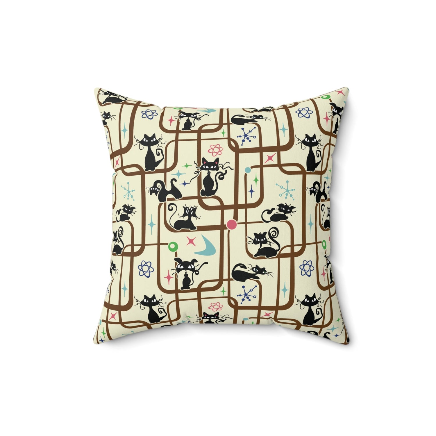 Kate McEnroe New York Mid Century Modern Retro Atomic Cat Kitschy Throw PillowThrow Pillows18911449606344342086