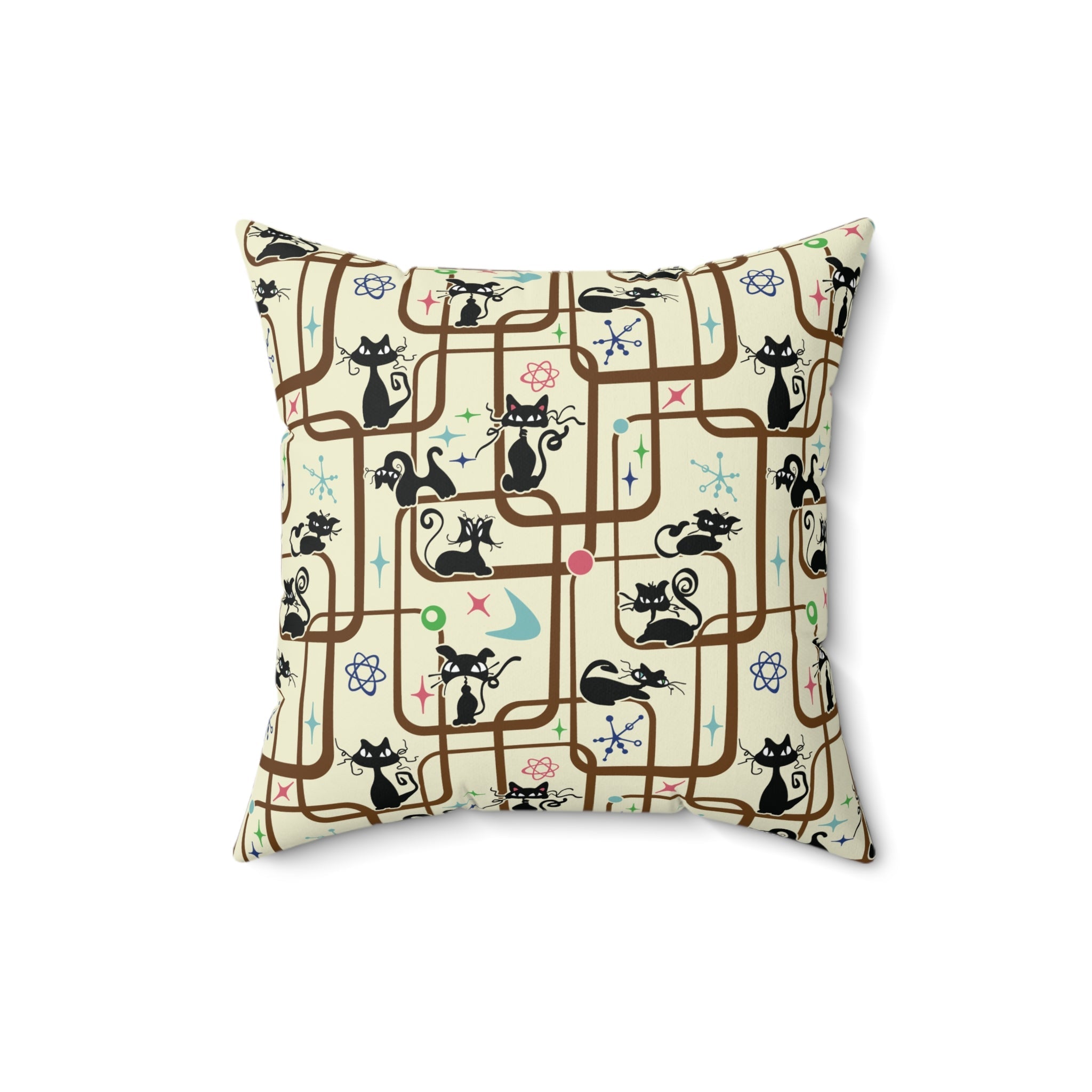 Kate McEnroe New York Mid Century Modern Retro Atomic Cat Kitschy Throw PillowThrow Pillows18911449606344342086