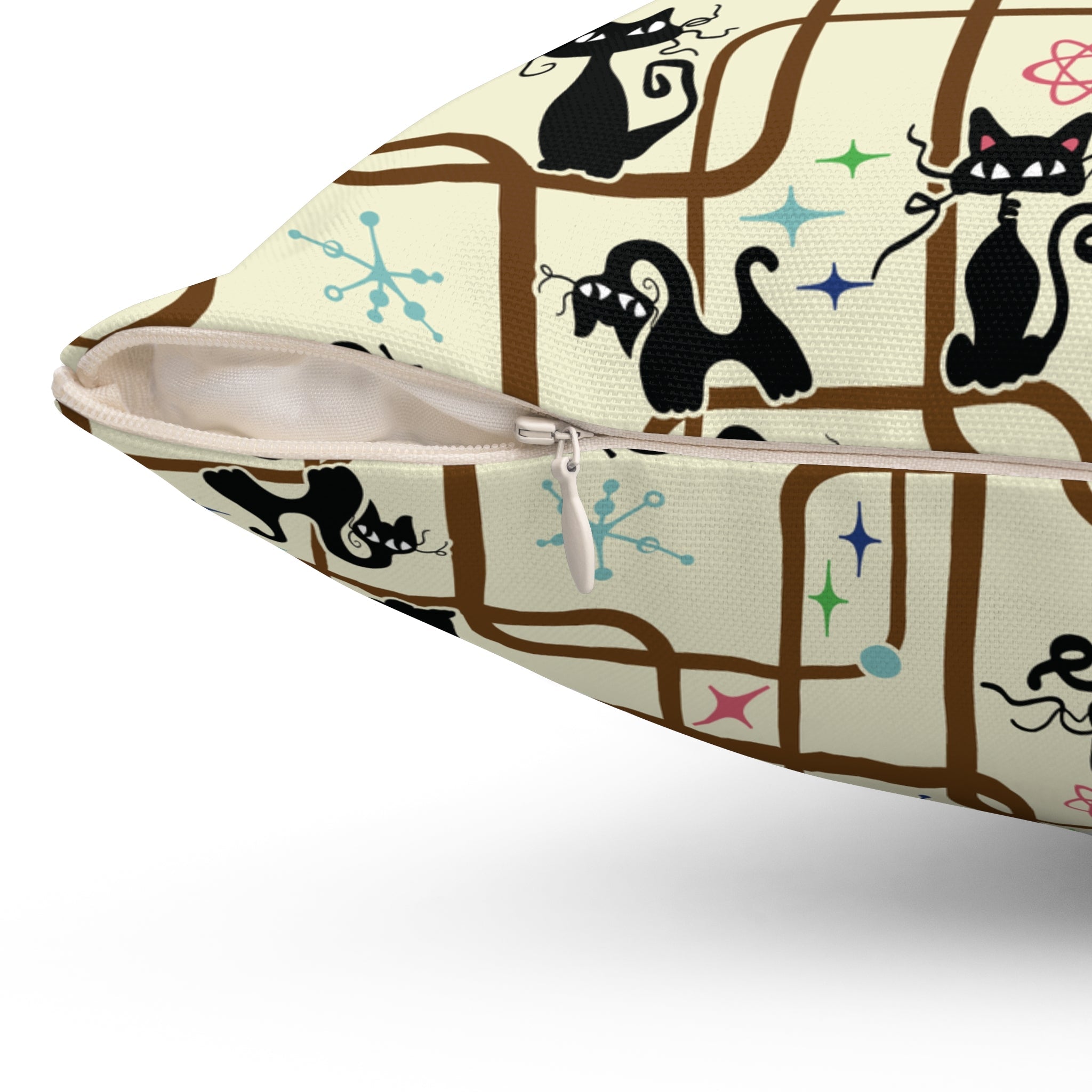 Kate McEnroe New York Mid Century Modern Retro Atomic Cat Kitschy Throw PillowThrow Pillows18911449606344342086