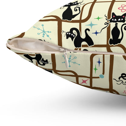 Kate McEnroe New York Mid Century Modern Retro Atomic Cat Kitschy Throw PillowThrow Pillows18911449606344342086