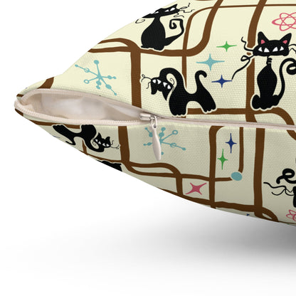 Kate McEnroe New York Mid Century Modern Retro Atomic Cat Kitschy Throw PillowThrow Pillows18911449606344342086