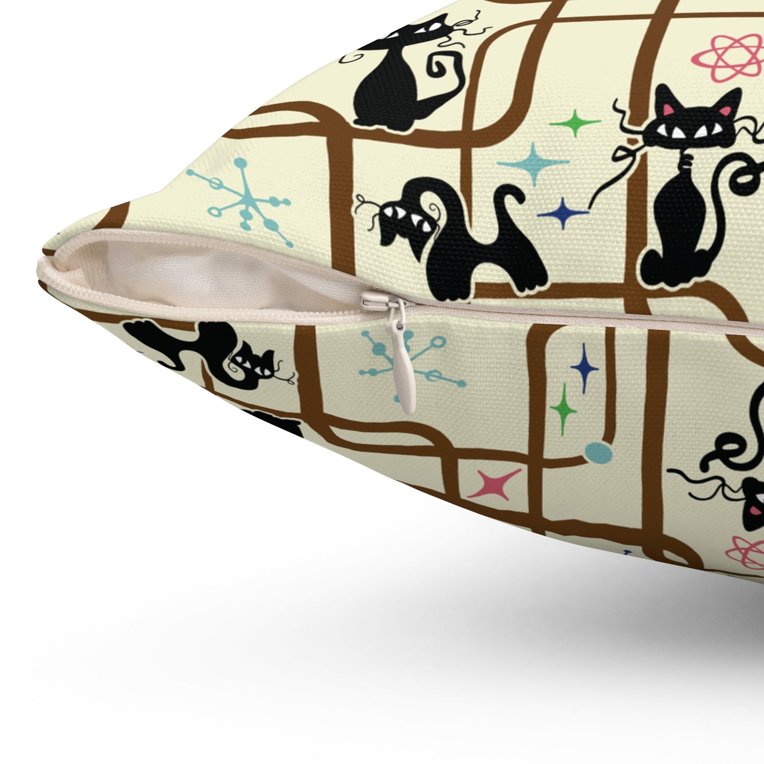 Kate McEnroe New York Mid Century Modern Retro Atomic Cat Kitschy Throw PillowThrow Pillows18911449606344342086