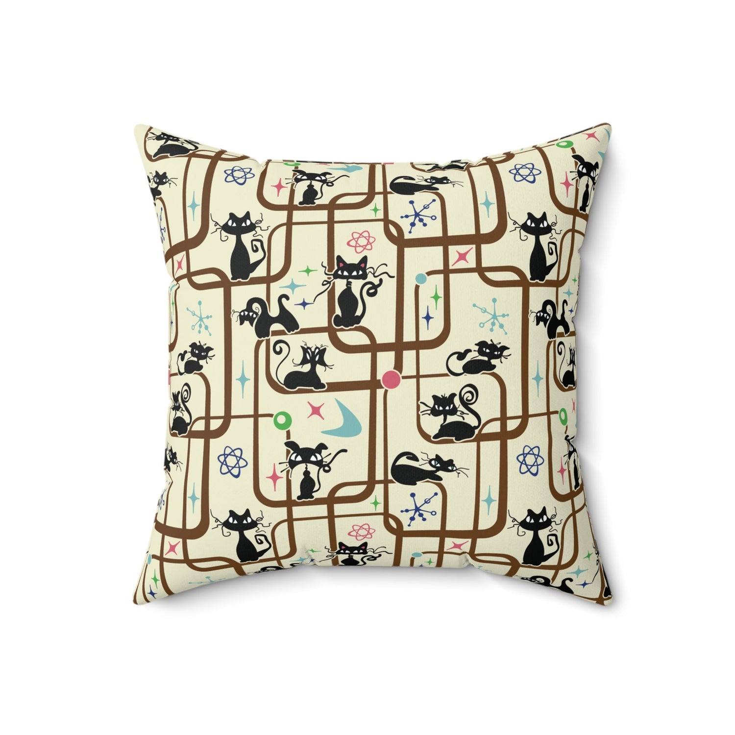 Kate McEnroe New York Mid Century Modern Retro Atomic Cat Kitschy Throw PillowThrow Pillows18911449606344342086
