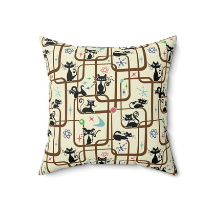 Kate McEnroe New York Mid Century Modern Retro Atomic Cat Kitschy Throw PillowThrow Pillows18911449606344342086