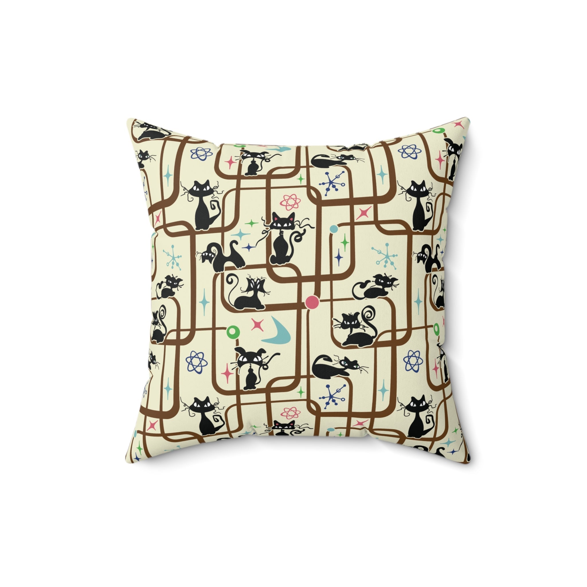 Kate McEnroe New York Mid Century Modern Retro Atomic Cat Kitschy Throw PillowThrow Pillows18911449606344342086