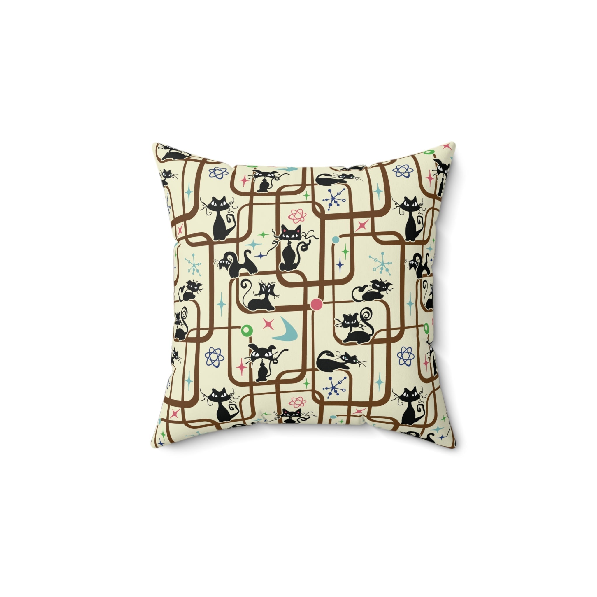 Kate McEnroe New York Mid Century Modern Retro Atomic Cat Kitschy Throw PillowThrow Pillows20916236754886333035