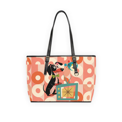 Kate McEnroe New York Mid Century Modern Retro Atomic Dachshund Tote, MCM Dog Lover Handbag, 50s Kitsch Mod TV PurseTotes26613234236243769251