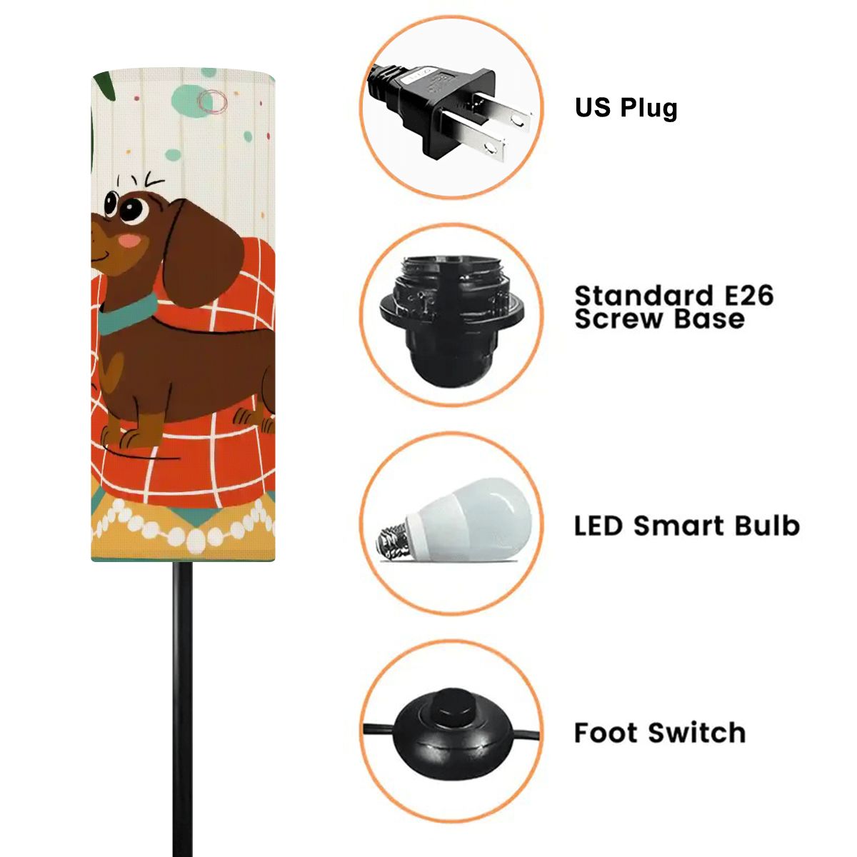 Kate McEnroe New York Mid Century Modern Retro Atomic Doxie Dog Slim Floor LampSlim Floor LampsBdGLOtzbpf