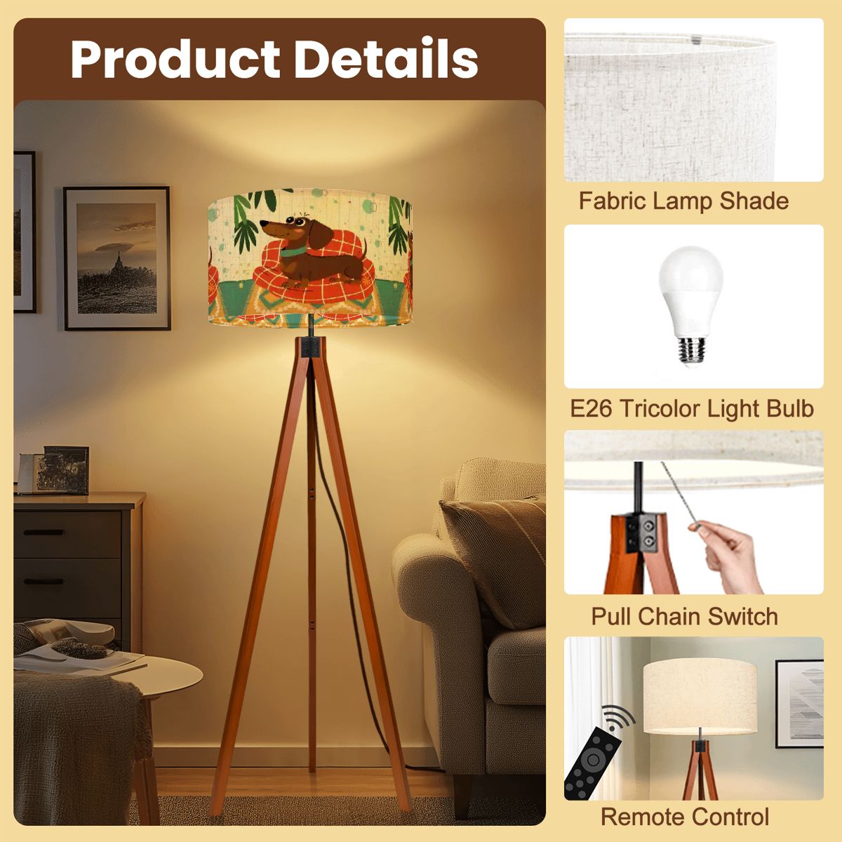 Kate McEnroe New York Mid Century Modern Retro Atomic Doxie Dog Tripod Floor LampTripod Floor LampsDFlM0NLefJ
