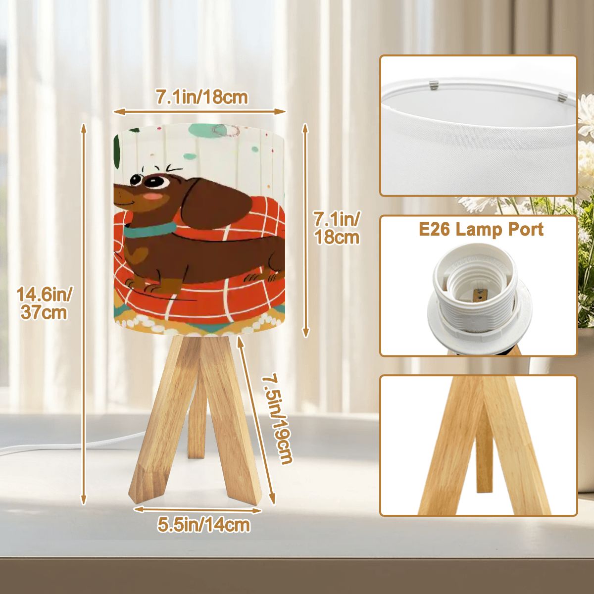Kate McEnroe New York Mid Century Modern Retro Atomic Doxie Dog Tripod Table LampTable LampsLBAvhta9eB