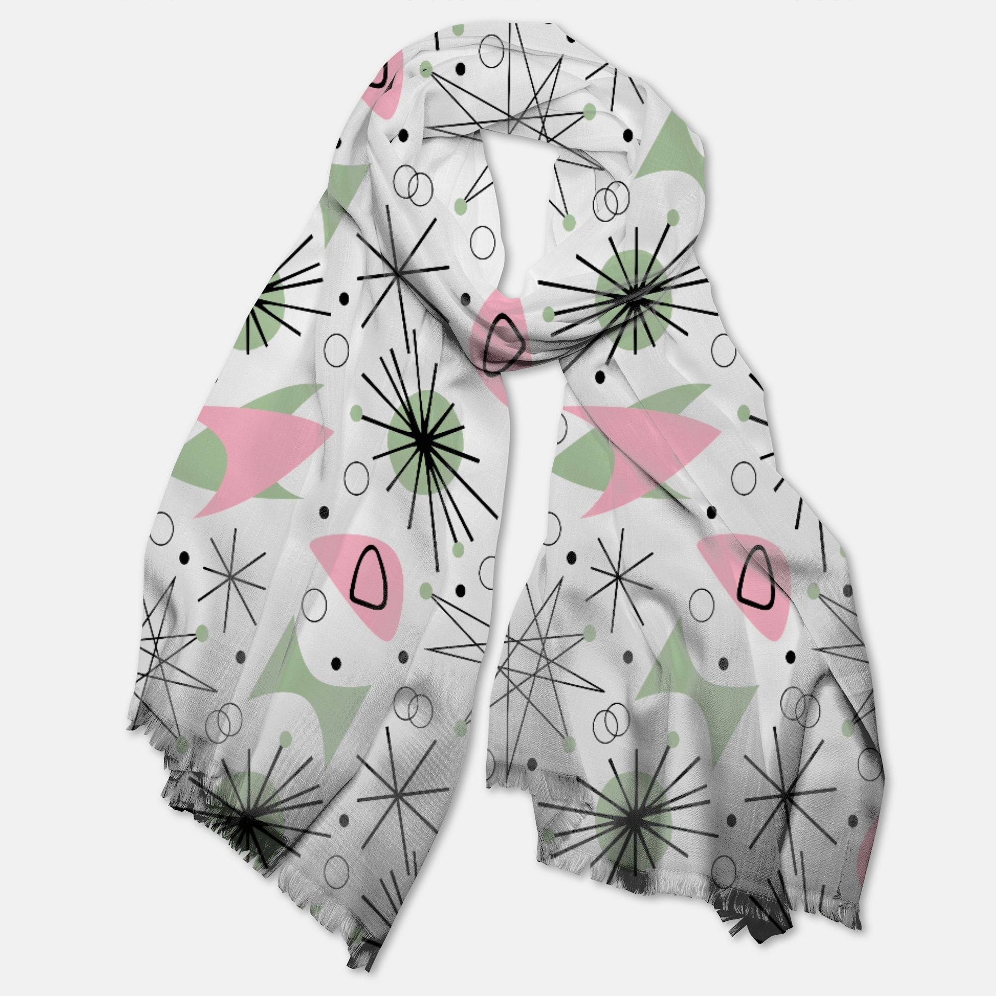 Kate McEnroe New York Mid Century Modern Retro Atomic Starburst Pashmina ScarfScarves &amp; WrapsPMA48.629681