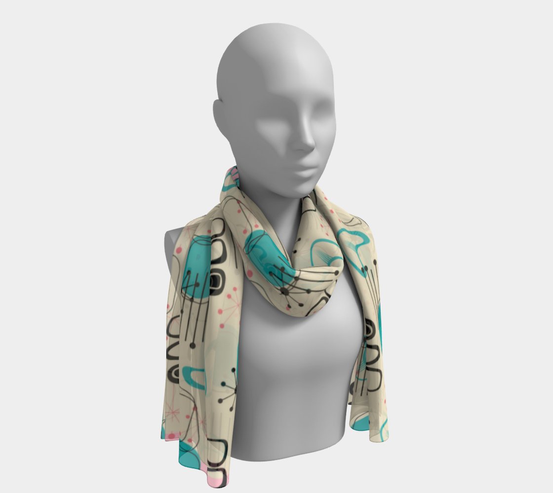 Kate McEnroe New York Mid Century Modern Retro Atomic Starburst Silk Habotai Long ScarfScarves6680969|silk - habotai|10x45
