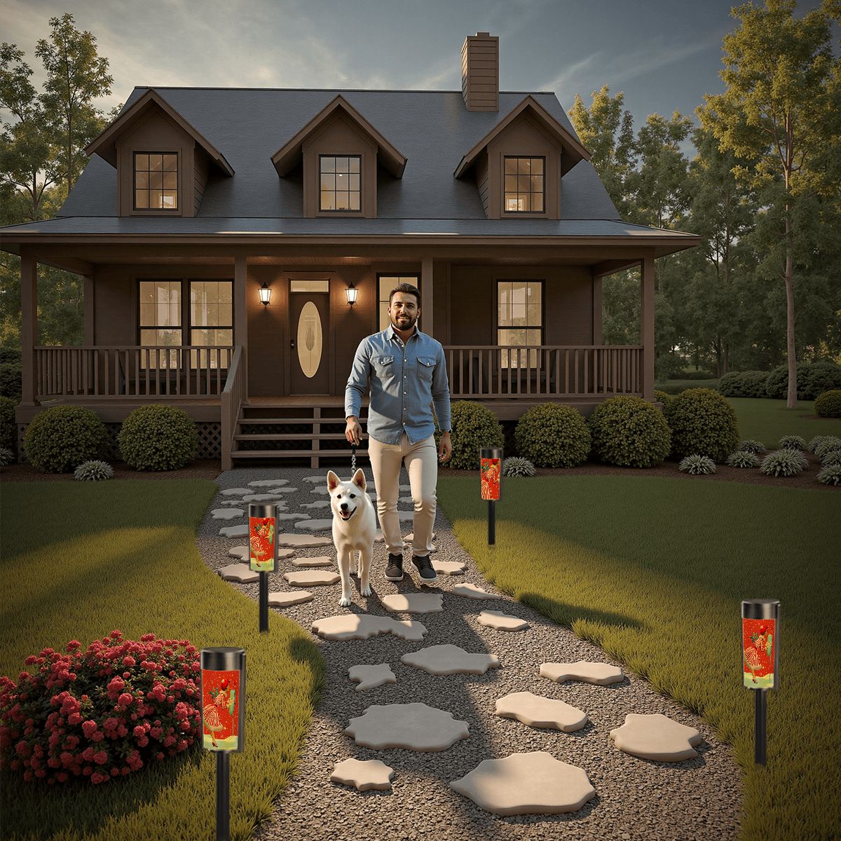 Kate McEnroe New York Mid Century Modern Retro Christmas Vintage 50s Solar Pathway LightsSolar Garden Stake LightsnpMlMnSMgC