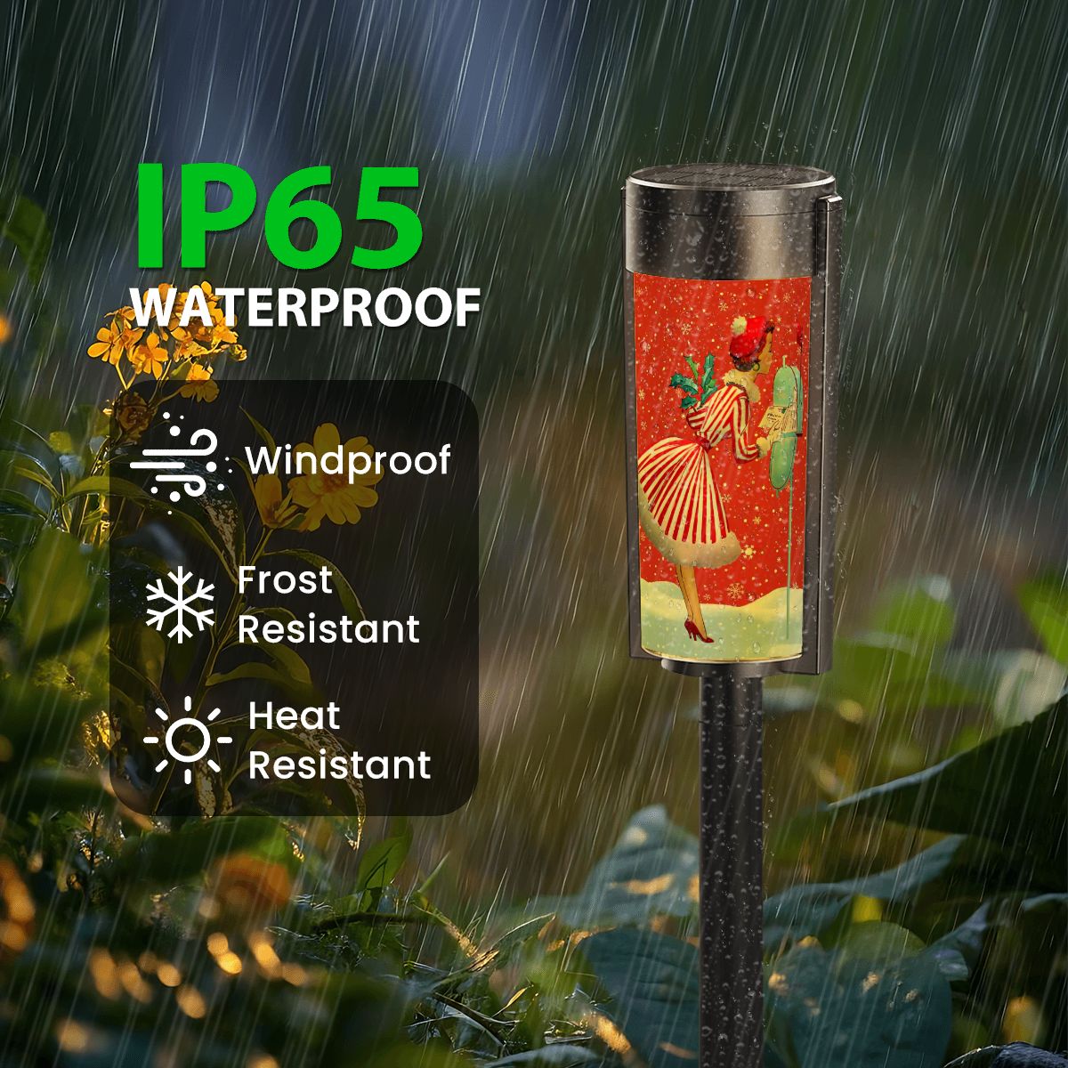 Kate McEnroe New York Mid Century Modern Retro Christmas Vintage 50s Solar Pathway LightsSolar Garden Stake LightsnpMlMnSMgC