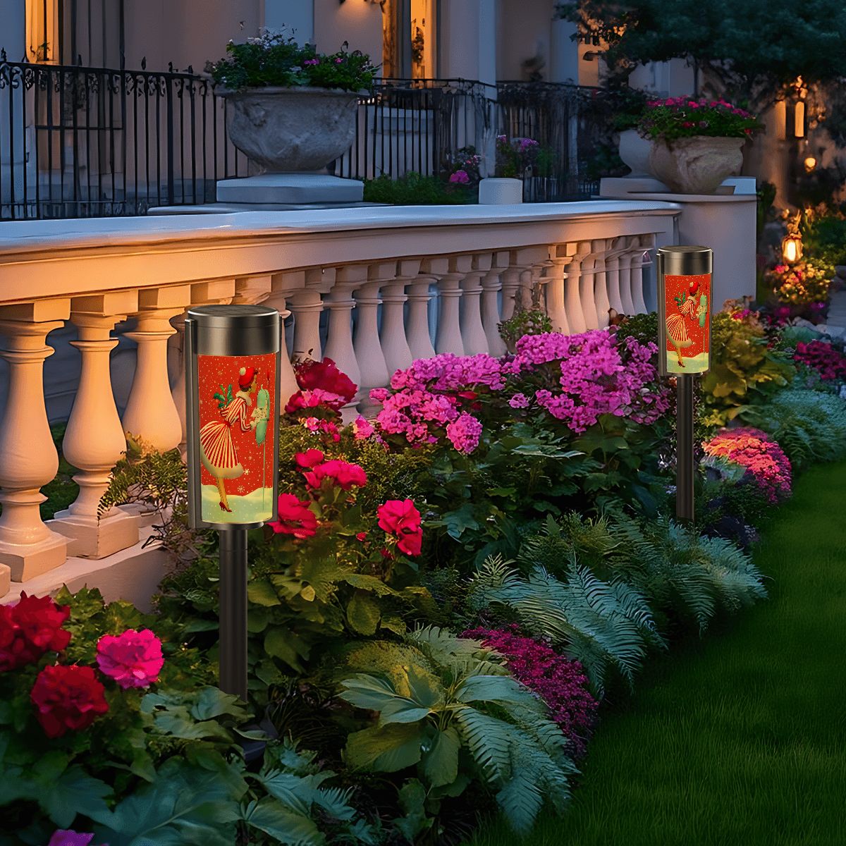 Kate McEnroe New York Mid Century Modern Retro Christmas Vintage 50s Solar Pathway LightsSolar Garden Stake LightsnpMlMnSMgC