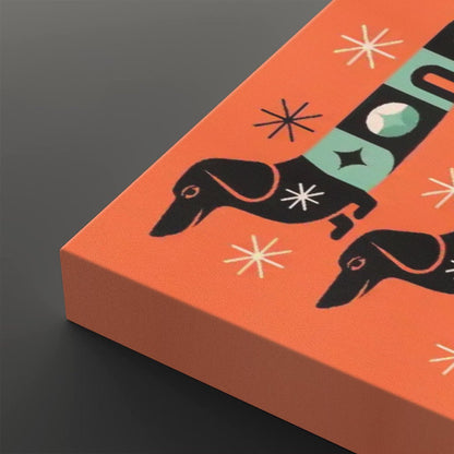 Kate McEnroe New York Mid Century Modern Retro Dachshund Canvas Wall Art, 50s Kitsch Doxie Dog MCM DecorCanvas Wall ArtC1fr5t96E2