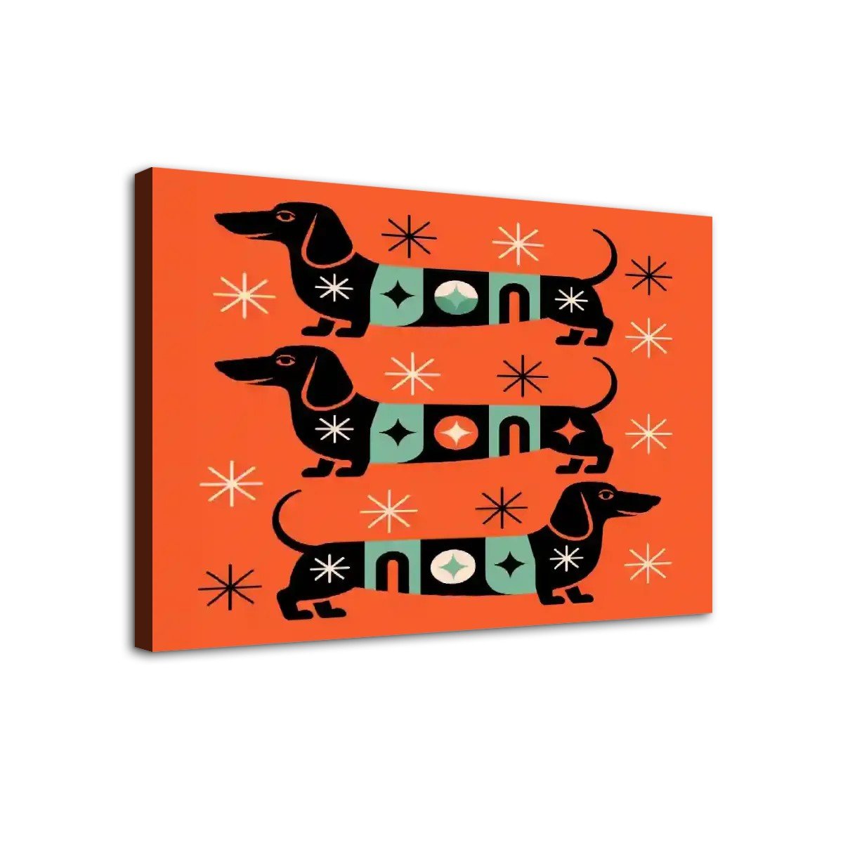 Kate McEnroe New York Mid Century Modern Retro Dachshund Canvas Wall Art, 50s Kitsch Doxie Dog MCM DecorCanvas Wall ArtC1fr5t96E2