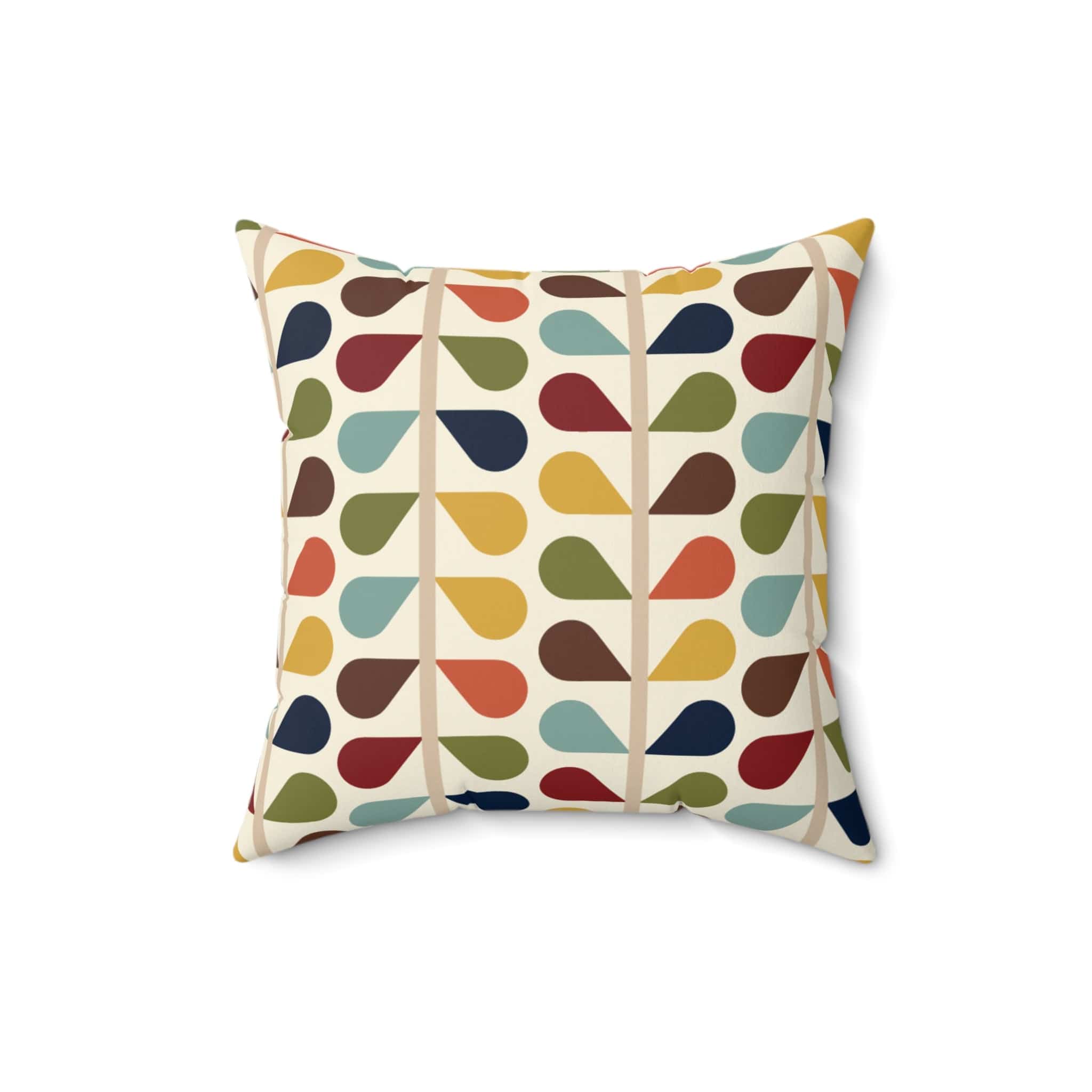 Kate McEnroe New York Mid Century Modern Retro Duvet Throw Pillow with Insert, 50s Floral Teal, Mustard, Green, Brown Sofa CushionsThrow Pillows20798459713602790777