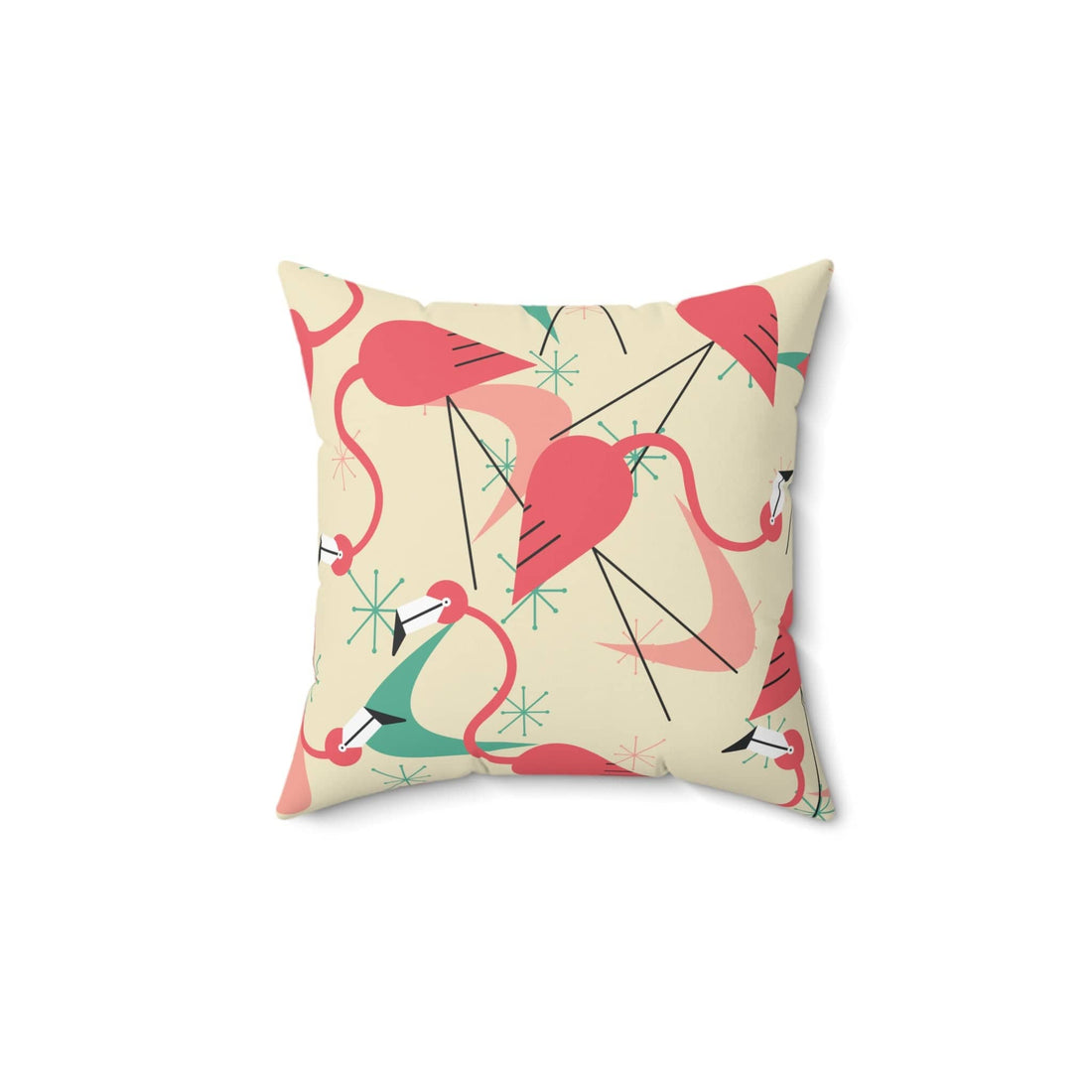 Kate McEnroe New York Mid Century Modern Retro Flamingo Dance Throw Pillow Throw Pillows 14&quot; × 14&quot; 21464508041881259204