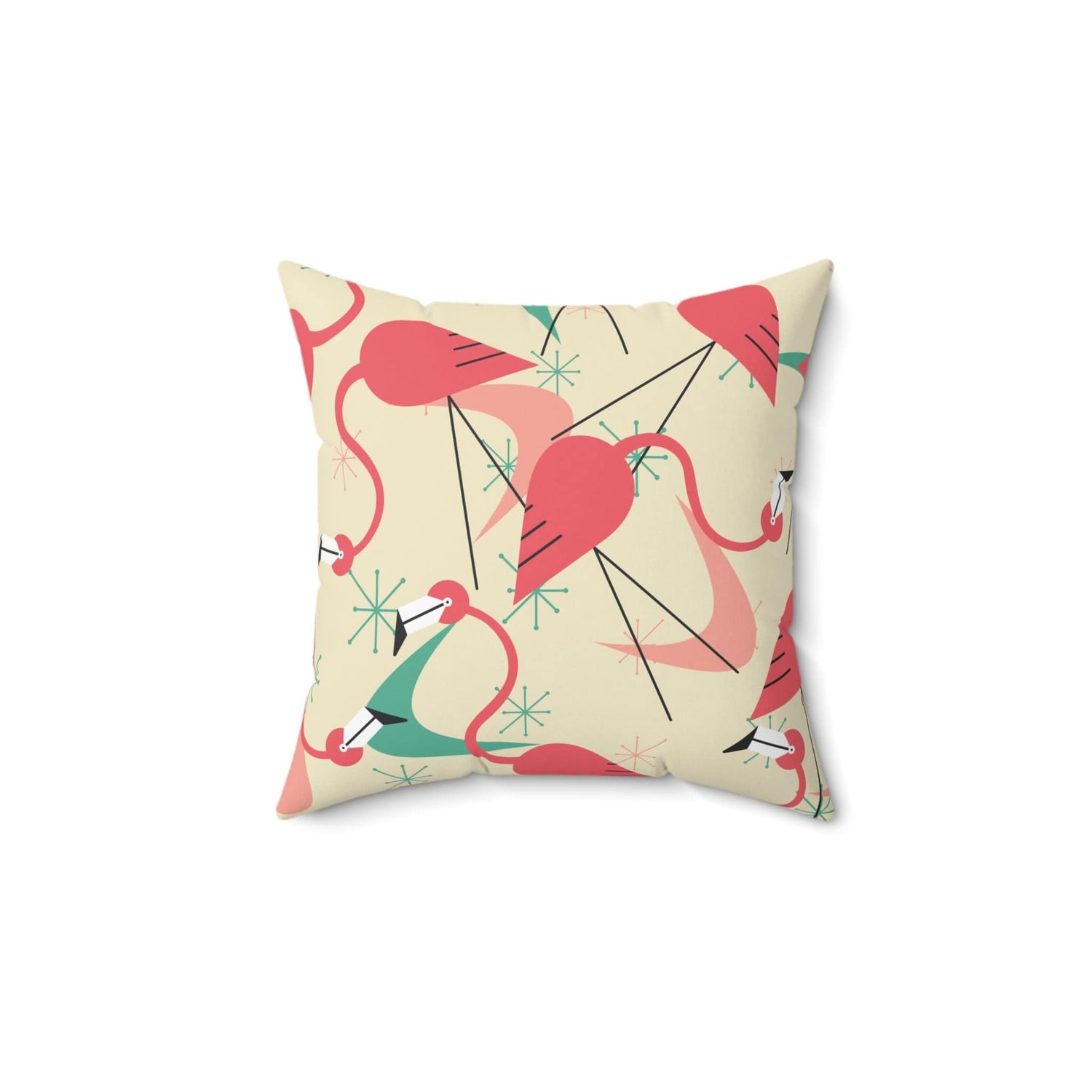 Kate McEnroe New York Mid Century Modern Retro Flamingo Dance Throw PillowThrow Pillows30725624809919027749