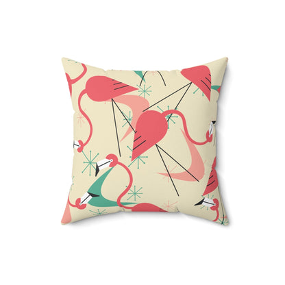 Kate McEnroe New York Mid Century Modern Retro Flamingo Dance Throw PillowThrow Pillows30725624809919027749