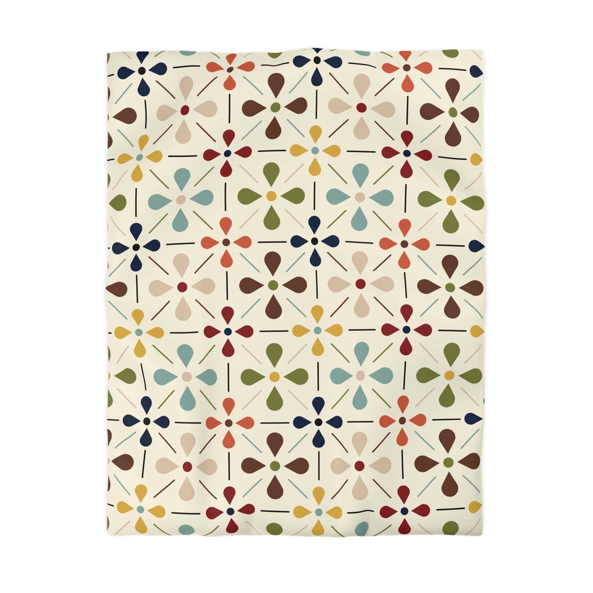 Kate McEnroe New York Mid Century Modern Retro Floral Duvet Cover, Minimalist MCM Aqua Blue, Olive, Mustard, Wine BeddingDuvet Covers77645292283302777400