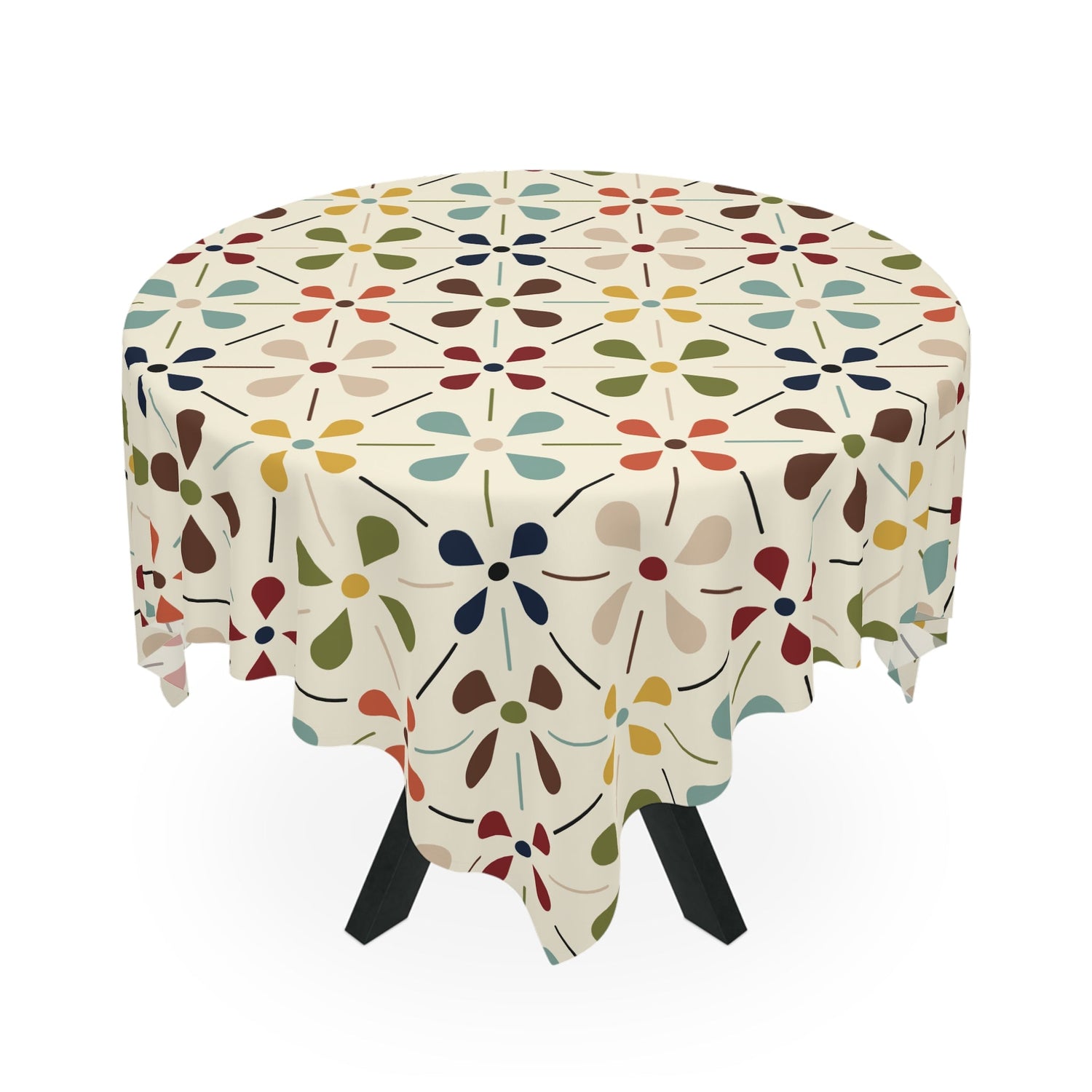 Kate McEnroe New York Mid Century Modern Retro Floral Tablecloth, Scandinavian Danish Modern, Minimalist MCM Dining Table CoverTablecloths17073031733040748780