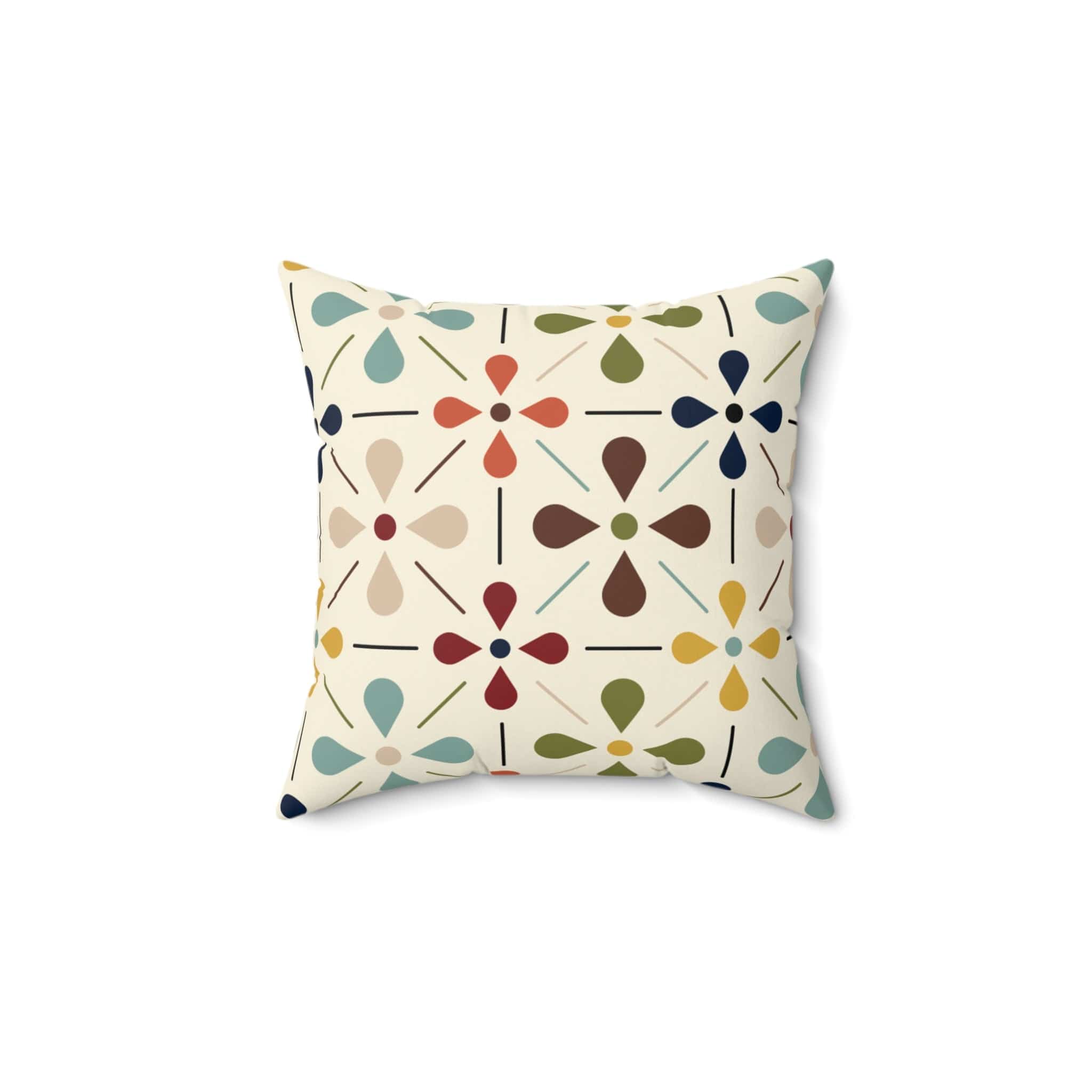 Kate McEnroe New York Mid Century Modern Retro Floral Throw Pillow, Minimalist MCM Aqua Blue, Olive, Mustard, Wine Living Room, Bedroom DecorThrow Pillows30115560395672924450
