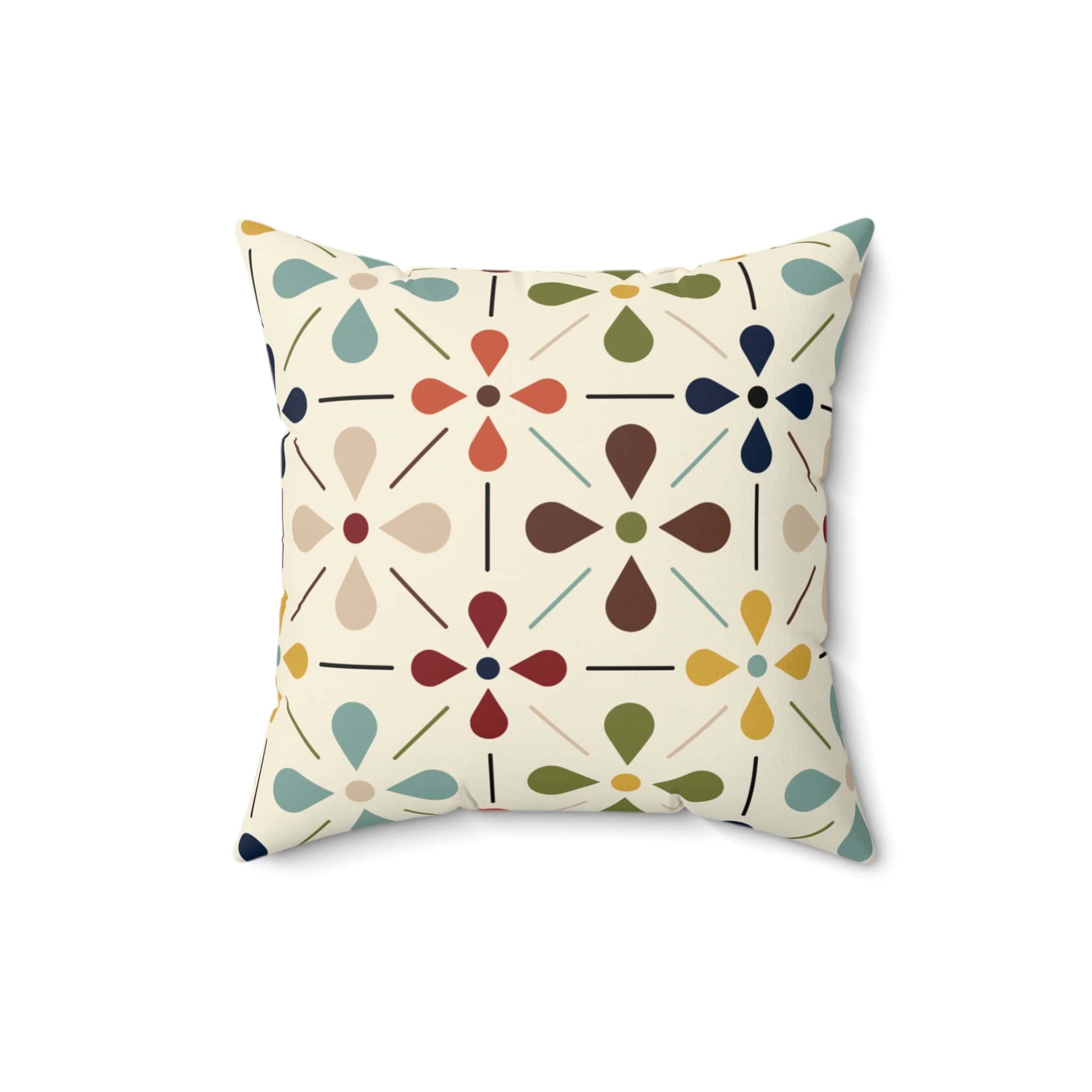 Kate McEnroe New York Mid Century Modern Retro Floral Throw Pillow, Minimalist MCM Aqua Blue, Olive, Mustard, Wine Living Room, Bedroom DecorThrow Pillows30115560395672924450