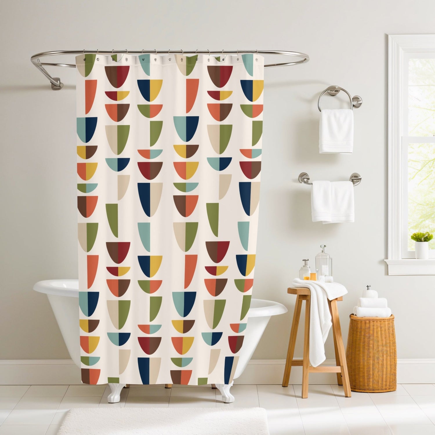Kate McEnroe New York Mid Century Modern Retro Geometric Abstract MCM Shower CurtainShower Curtains30210610259491941243