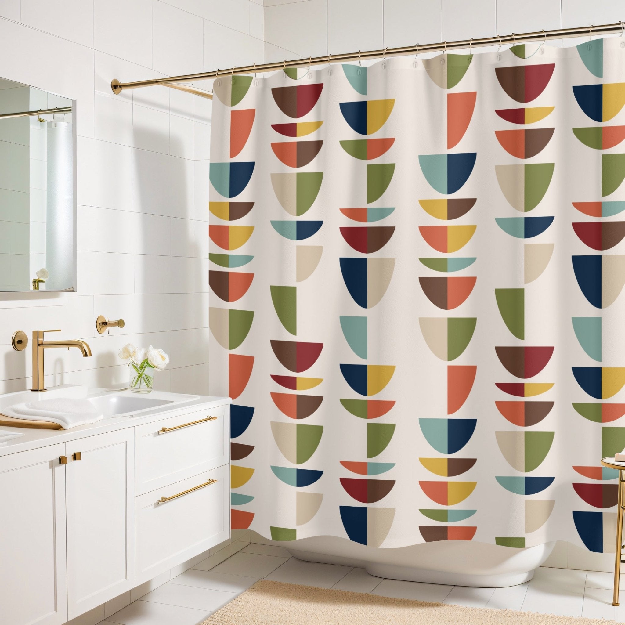 Kate McEnroe New York Mid Century Modern Retro Geometric Abstract MCM Shower CurtainShower Curtains30210610259491941243
