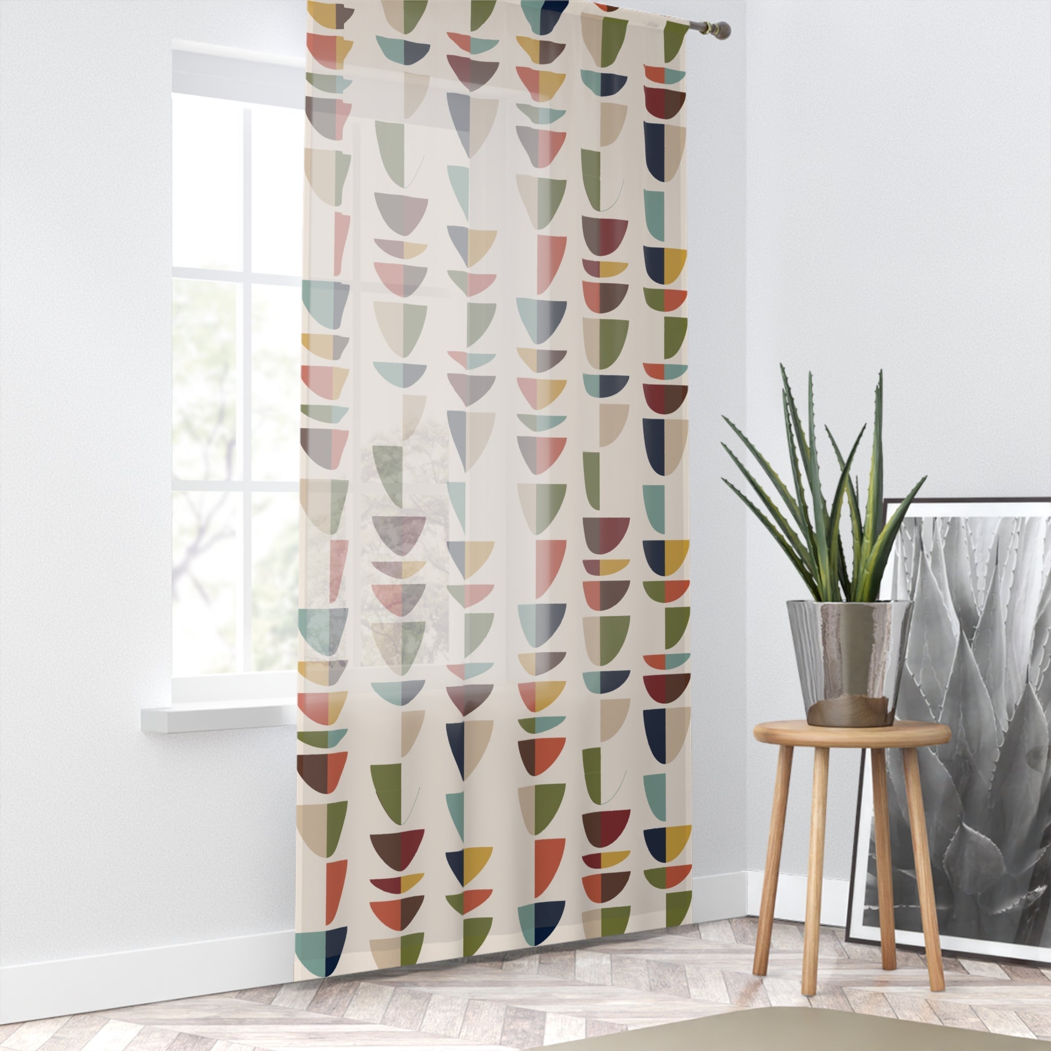 Kate McEnroe New York Mid Century Modern Retro Geometric Abstract Sheer Curtain PanelWindow Curtains27135526877430041862