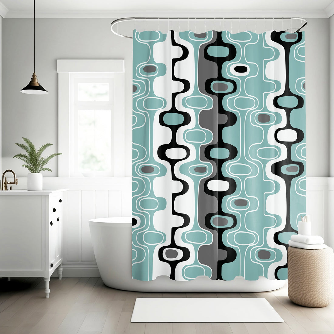Kate McEnroe New York Mid Century Modern Retro Geometric Abstract Shower CurtainShower Curtains15348052920172442154