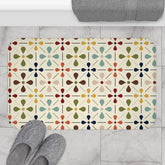 Kate McEnroe New York Mid Century Modern Retro Geometric Bath Mat, 50s MCM Cream Teal Mustard Rust Bathroom AccentBath Mats29786063720506438761